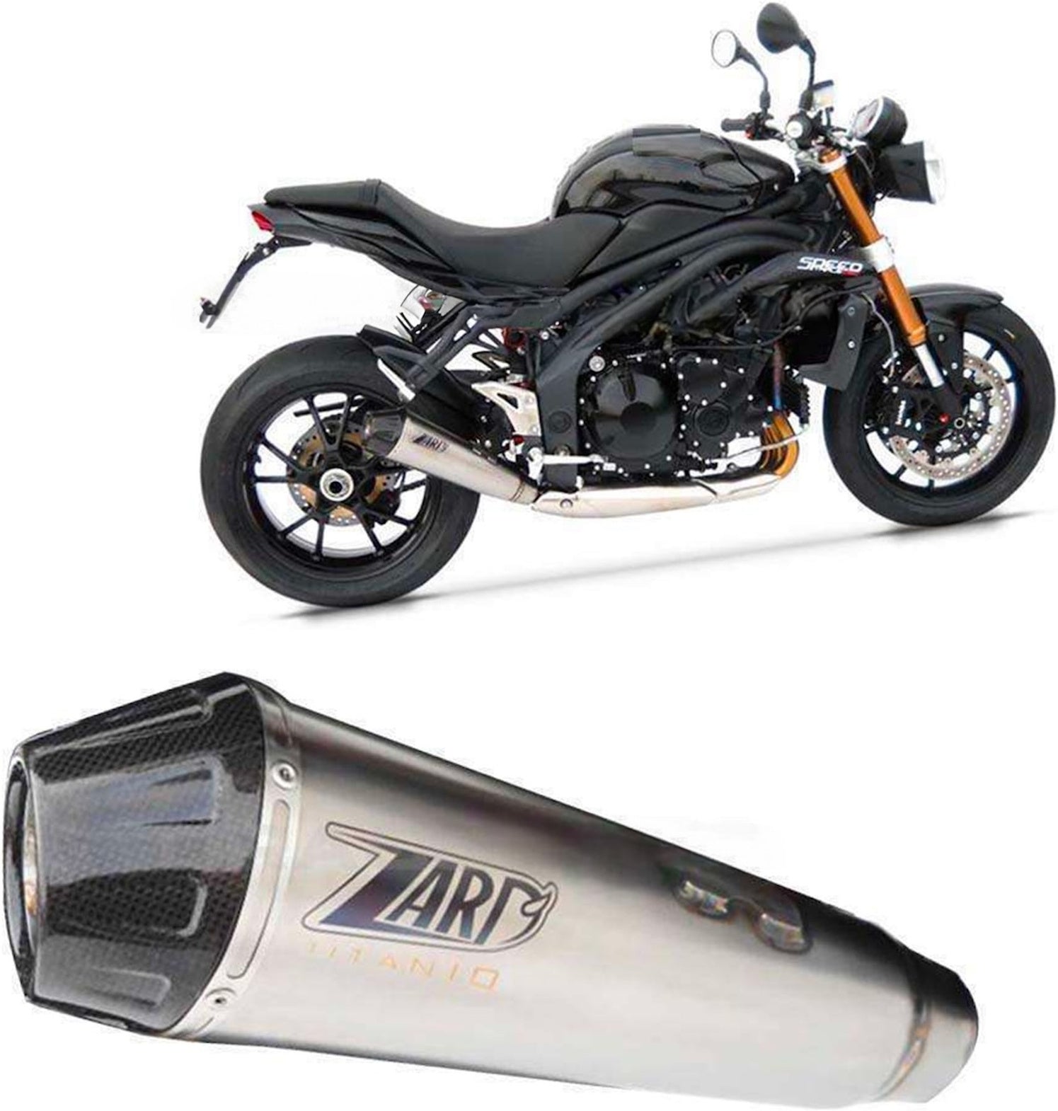 Complete Exhaust System Without Catalytic Converter And Without Sound Certification Titanium Endcap Carbon - Zard Compatible With Triumph Speed Triple 1200 Rs - Rr (2021-2023)
