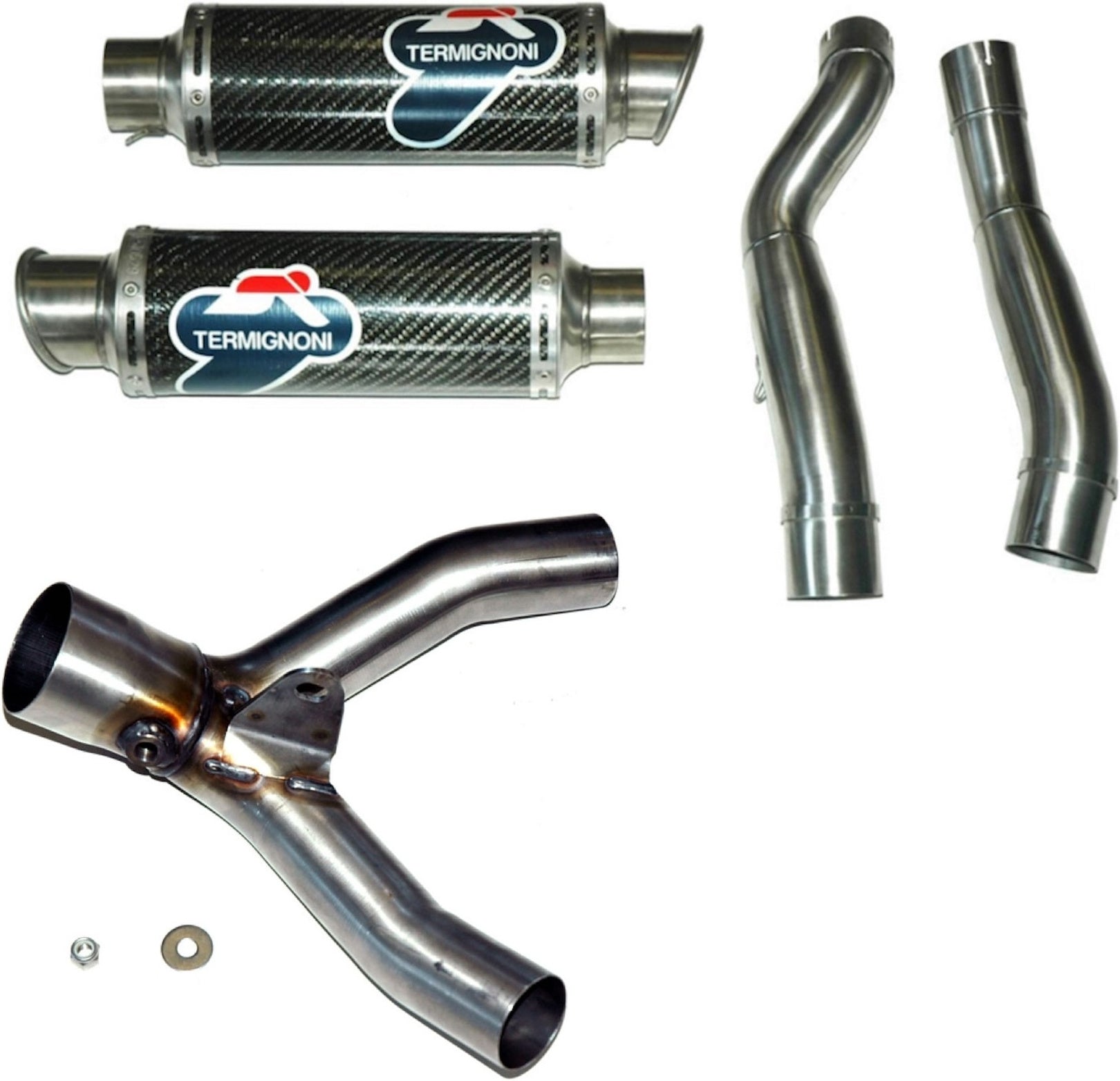 Dual Non-Catalytic Exhaust System With Sound Certification Round Carbon - Termignoni Compatible With Suzuki Gsx-R 1000 (2007-2008)