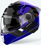 Flip-Up Motorcycle Helmet Airoh Specktre - Specg18 Thermoplastic Hrt Gloss Blue Groove Size Xs
