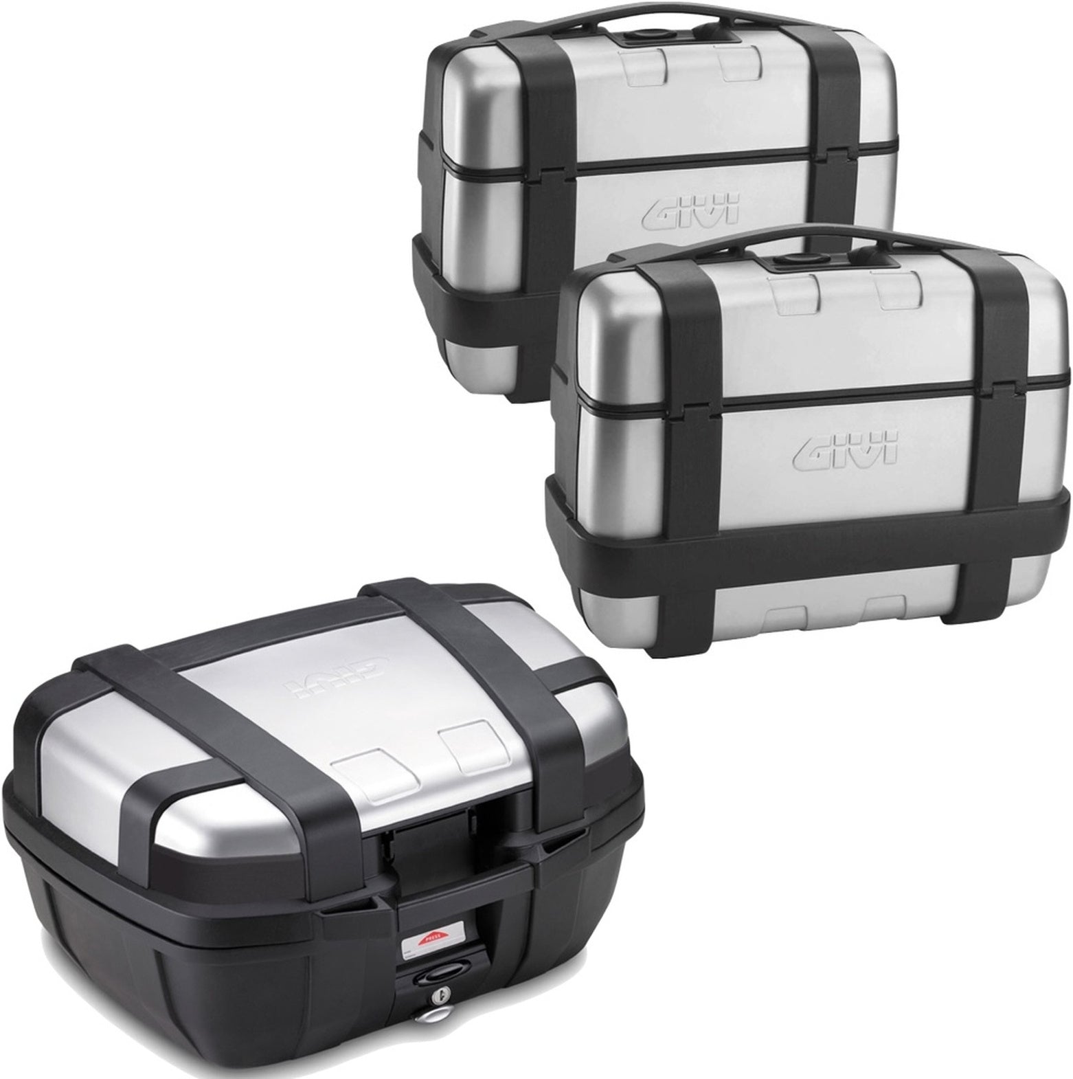 Trekker Top Case + Side Cases - 144 Lt Trekker Aluminium - Givi Compatible With Kawasaki Versys 650 (2006-2009)
