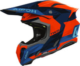 Off-Road Motorcycle Helmet Airoh Twist 3 - Tw3F32 Thermoplastic Hrt Blue Orange Gloss Fancy Size Xs