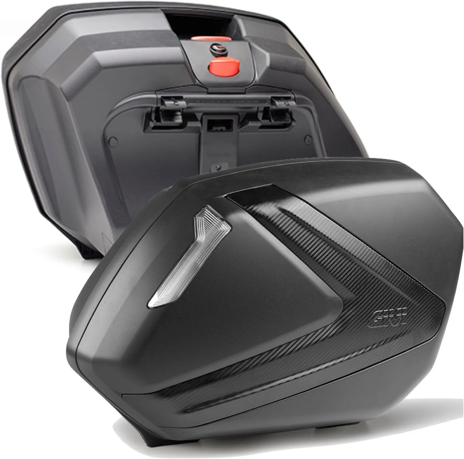 Monokey Side Carbon Look Tech Side Cases - 74 Lt Technopolymer - Givi Compatible With Suzuki Dl 650 V-Strom L2 L3 L4 L5 L6 (2011-2016)