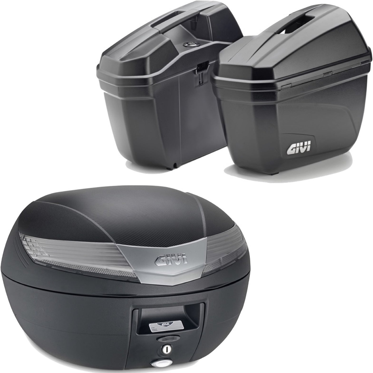 Black Tech Top Case + Side Cases - 84 Lt Technopolymer - Givi Compatible With Kawasaki Versys 650 (2015-2021)