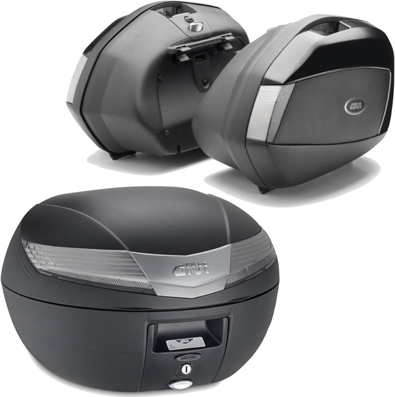 Black Tech Top Case + Side Cases - 110 Lt Technopolymer - Givi Compatible With Kawasaki Versys 650 (2022-2024)
