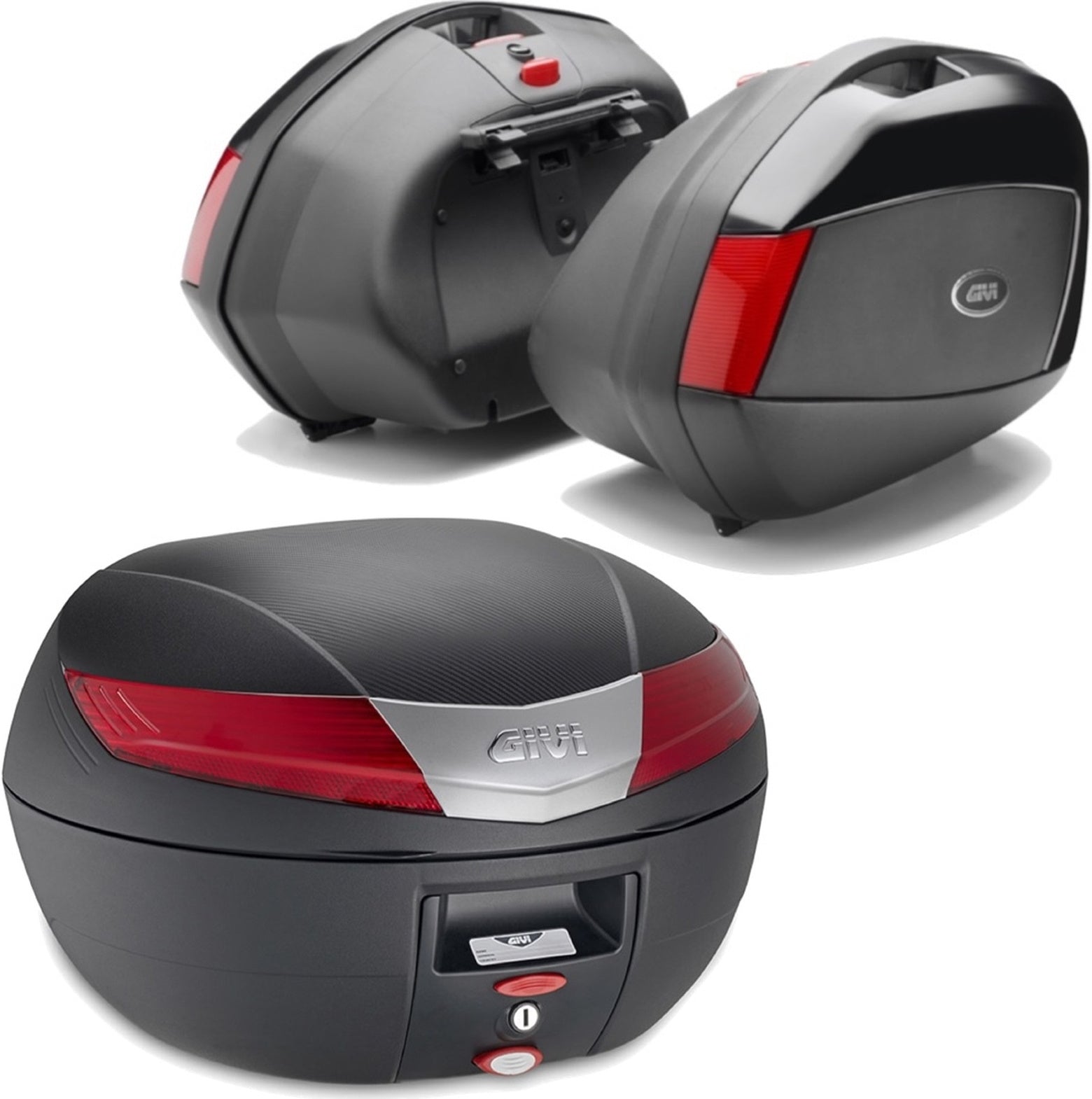 Black Top Case + Side Cases - 110 Lt Technopolymer - Givi Compatible With Moto Guzzi V 100 Mandello 1000 (2022-2024)