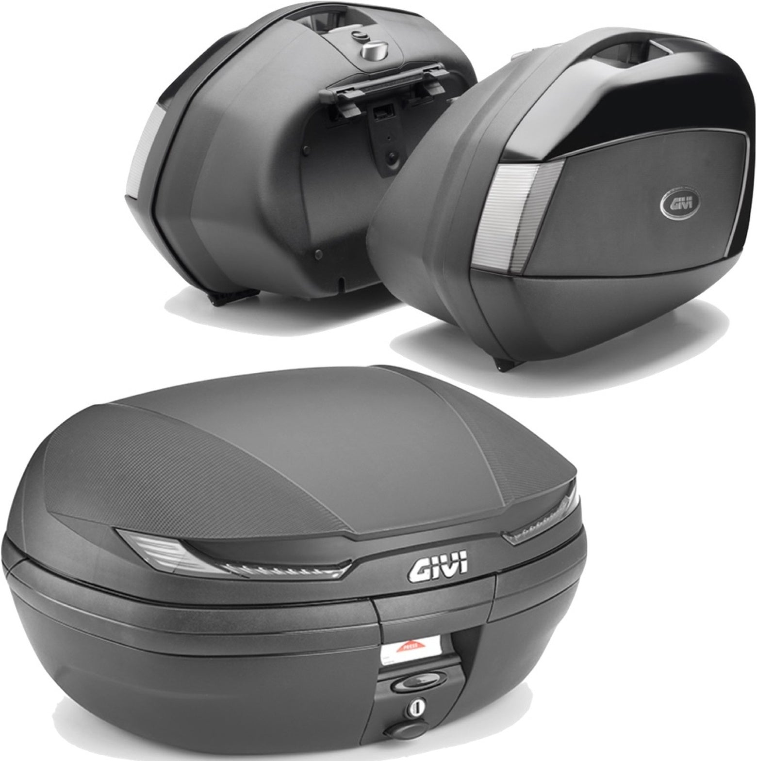 Arena Black Tech Top Case + Side Cases - 110 Lt Arena Technopolymer - Givi Compatible With Moto Guzzi V 100 Mandello 1000 (2022-2024)