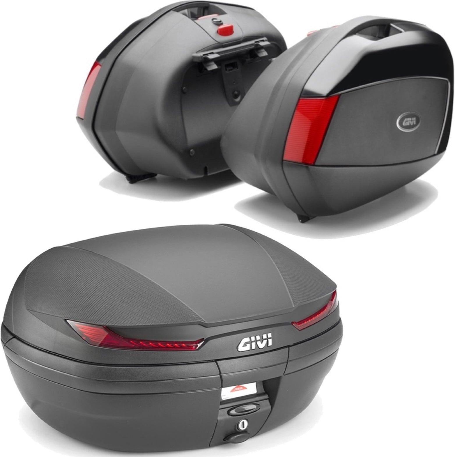 Arena Black Top Case + Side Cases - 110 Lt Arena Technopolymer - Givi Compatible With Moto Guzzi V 100 Mandello 1000 (2022-2024)
