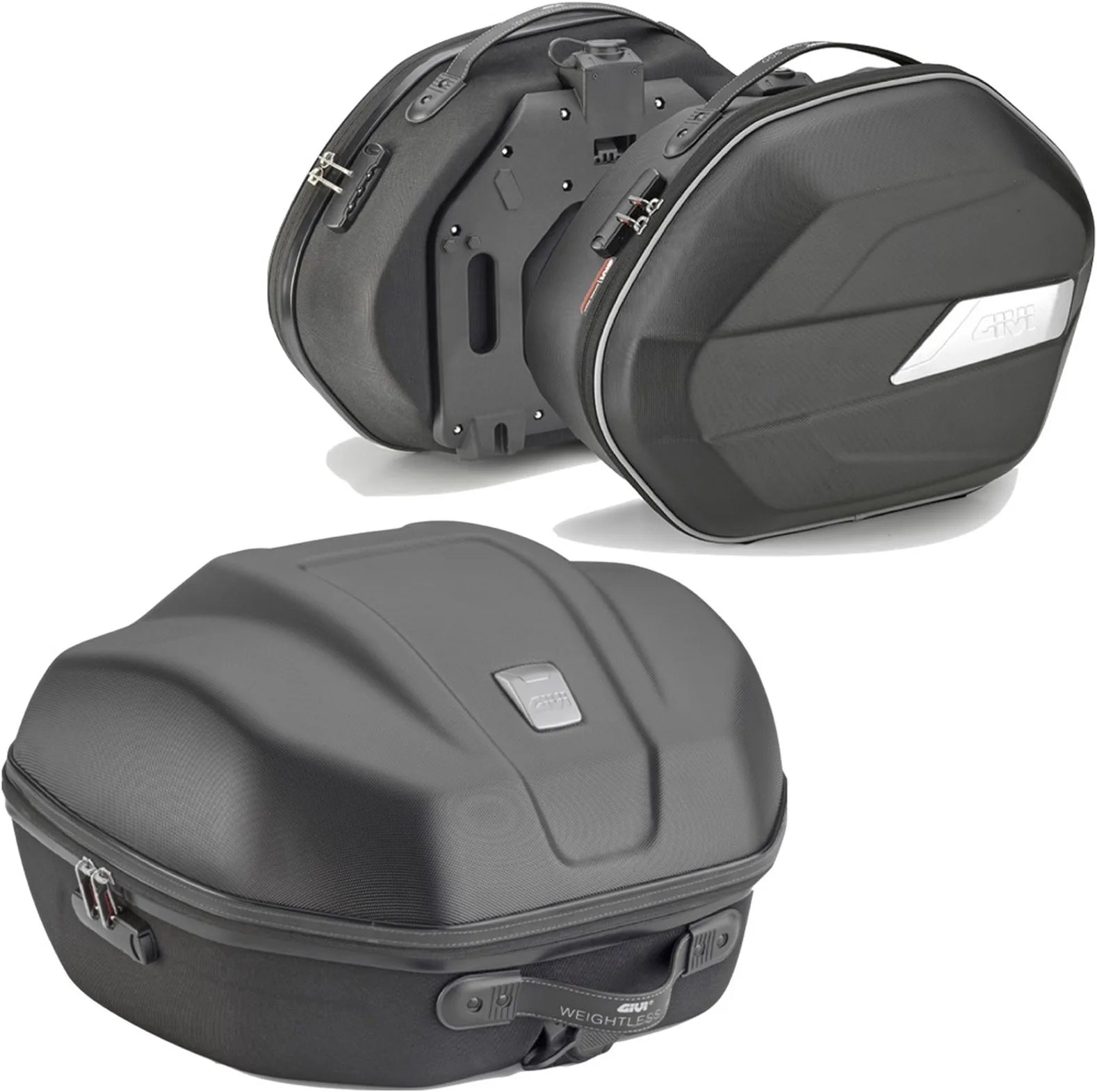 Black Top Case + Side Bags - 84 Lt Technopolymer - Givi Compatible With Yamaha Mt-07 (2021-2024)