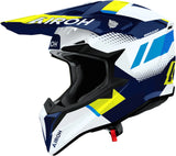 Off-Road Motorcycle Helmet Airoh Wraaap - Wrav31 Thermoplastic Hrt Yellow Blue Matte Vision Size Xs