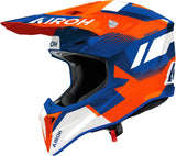 Off-Road Motorcycle Helmet Airoh Wraaap - Wrav32 Thermoplastic Hrt Orange Blue Gloss Vision Size Xs