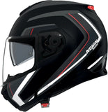 Flip-Up Travelling Motorcycle Helmet Nolan N100-6 Black / Silver / Red Radiante 357 Size M