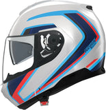 Flip-Up Travelling Motorcycle Helmet Nolan N100-6 Weiß / Blau / Rot Radiante 358 Size M