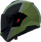 Flip-Up Travelling Motorcycle Helmet Nolan N120-1 Metallic Green / Black / Grey Verniciatura Speciale 354 Size S