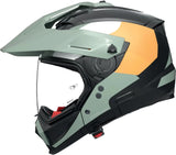Flip-Up Travelling Motorcycle Helmet Nolan N70-2 X 06 Black / Grey Green / White / Orange Selvado 348 Size M
