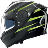 Full-Face Speeding Motorcycle Helmet Nolan N80-8 Black / Anthracite / Chrome Pulse Green Fervo 354 Size L