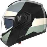 Flip-Up Travelling Motorcycle Helmet Nolan N90-3 06 Black / Ivory / Anthracite / Green Grey Blocco 354 Size Xs