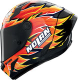 Full-Face Speeding Motorcycle Helmet Nolan X-804 Rs Ultra Carbon Carbon / Red / Orange / Yellow Replica Iannone 368 Size Xxxl