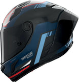 Full-Face Speeding Motorcycle Helmet Nolan X-804 Rs Ultra Carbon Carbon / Deep Blue / Light Blue / Red Piega 366 Size L