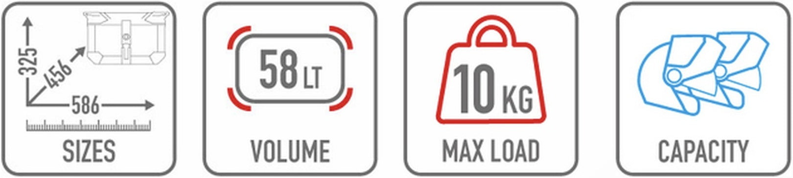 Monokey Trekker Outback Evo Smart Aluminium Top Case - 58 Lt Trekker Outback Evo Smart Aluminium - Givi Compatible With Piaggio Mp3 300 - 400 (2006-2011)