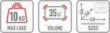 Monokey Trekker Lite Gray Top Case - 35 Lt Trekker Lite Technopolymer - Givi Compatible With Yamaha T-Max 530 (2017-2019)