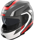 Flip-Up Travelling Motorcycle Helmet Nolan N100-6 Lava Grey / White / Red Cinetico 361 Size Xl