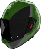 Flip-Up Travelling Motorcycle Helmet Nolan N120-1 Metallic Green / Black / Grey Verniciatura Speciale 354 Size S