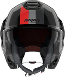 Flip-Up Travelling Motorcycle Helmet Nolan N120-1 Black / Red / Grey Lineo 351 Size M