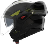 Flip-Up Travelling Motorcycle Helmet Nolan N120-1 Lava Grey / Black / Impulse Green Ciclone 362 Size Xl