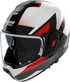 Flip-Up Travelling Motorcycle Helmet Nolan N120-1 White / Black / Red Ciclone 363 Size Xxs