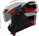 Flip-Up Travelling Motorcycle Helmet Nolan N120-1 White / Black / Red Ciclone 363 Size L
