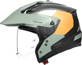 Flip-Up Travelling Motorcycle Helmet Nolan N70-2 X 06 Black / Grey Green / White / Orange Selvado 348 Size M