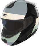 Flip-Up Travelling Motorcycle Helmet Nolan N90-3 06 Black / Ivory / Anthracite / Green Grey Blocco 354 Size Xxs